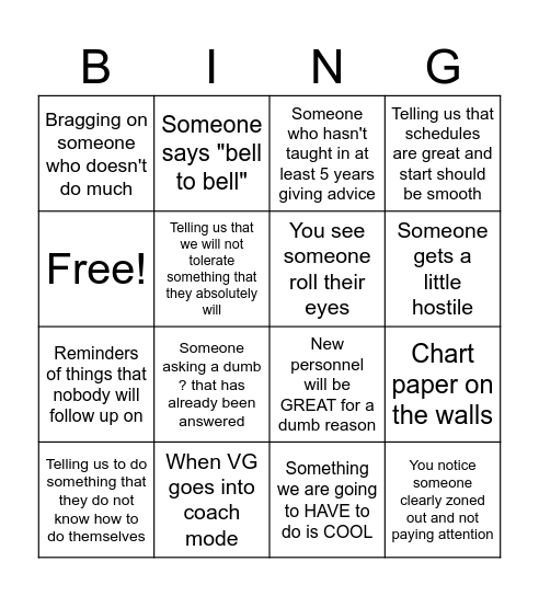 Professional Development Bingo Card