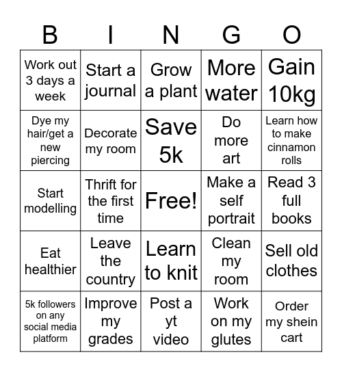 2026 Bingo Card