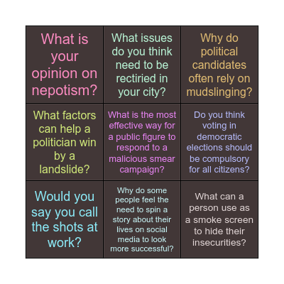 The Vote (vocabulary) Bingo Card