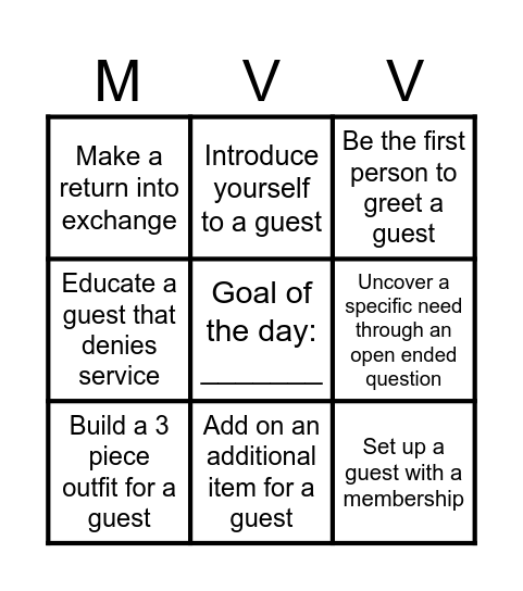 Conversion Champion Bingo Card