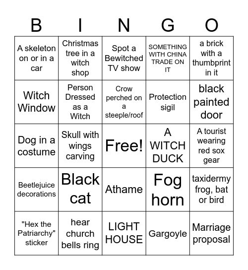 Salem, MA Vacation Bingo Card