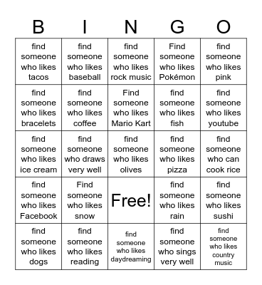 Find Someone Who... Bingo Card
