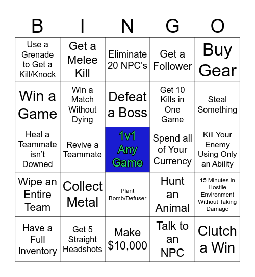 Lockout Bingo Card