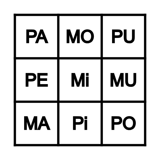 BINGO DE SÍLABAS M - P Bingo Card