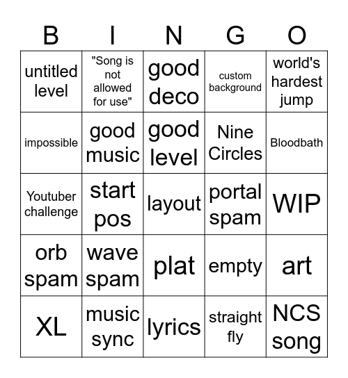 Recent Tab Bingo Card