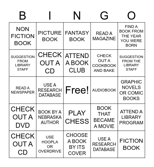 GRAND ISLAND PUBLIC LIBRARY BINGO Card