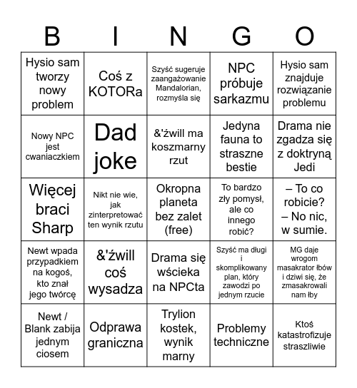Oddział Dyskretny bingo Card