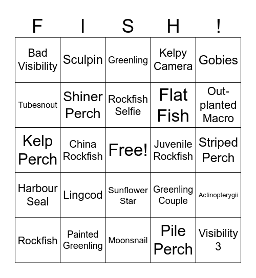 Fish Bingo Card