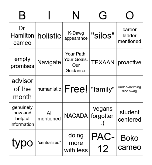 Advisor Training Conference Bingo Card