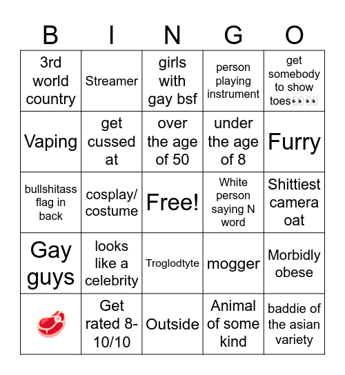 Omegle Bingo Card