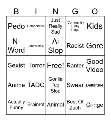 TikTok Bingo Card