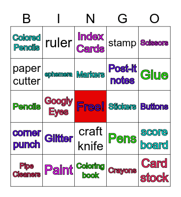 Art/crafts Bingo Card
