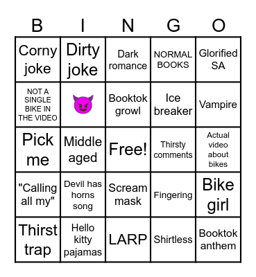 Booktok/Biketok Bingo Card