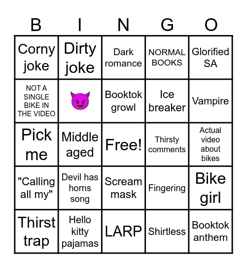 Booktok/Biketok Bingo Card