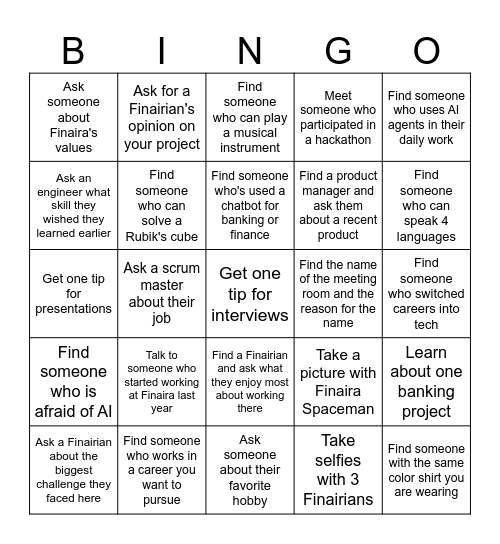 Finaira Bingo Card