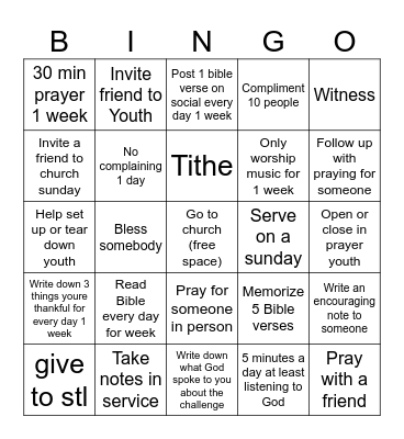 Discipleship Bingo Card