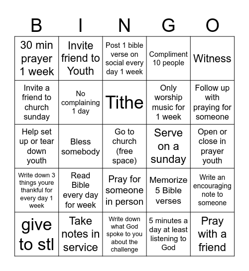 Discipleship Bingo Card