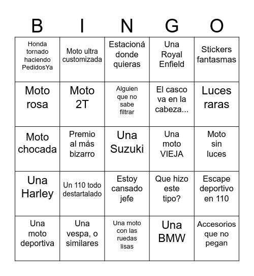 MOTOBINGO Card