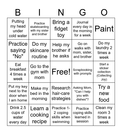 Evie's Bingo Card