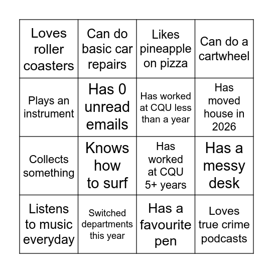 C.A.F.E. Bingo! Bingo Card