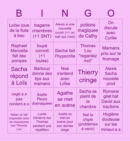 Bingo Stage Bingo Card