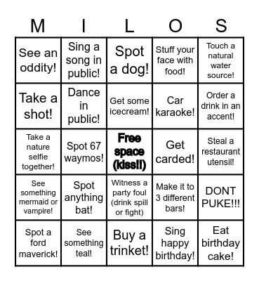 Milos 21st Austin search! Bingo Card
