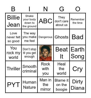 MICHAEL JACKSON Bingo Card