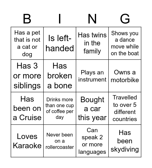 GMF Icebreaker Bingo Card