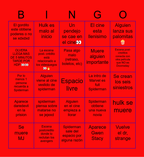 pito man bingo Card