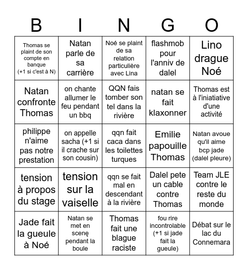 girafe Bingo Card