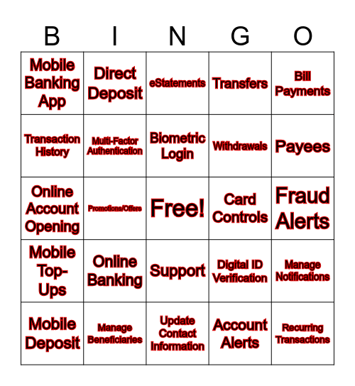 DIGITAL BANKING BINGO Card
