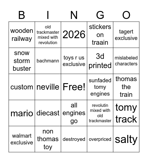 ebay bingo Card