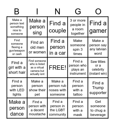 Omegle Bingo Card