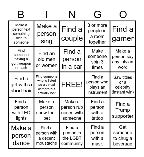 Omegle Bingo Card