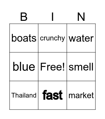 Thailand Bingo Card