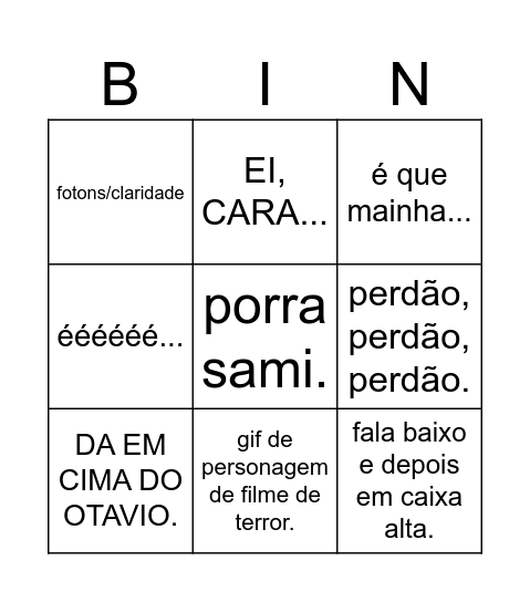 allyson fala Bingo Card