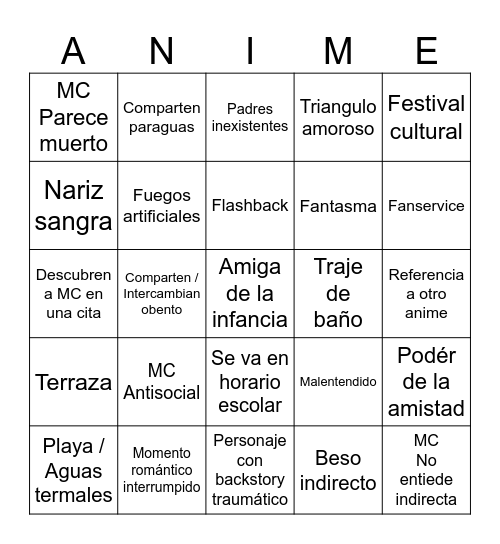 Romcom - Facu Bingo Card