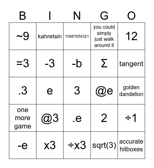 Baldi mod bingo Card