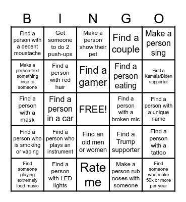 Omegle Bingo Card
