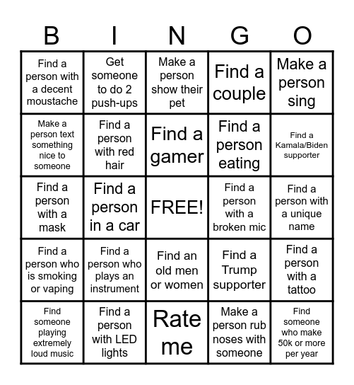 Omegle Bingo Card