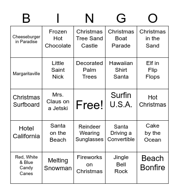 Christmas in July Bingo Card