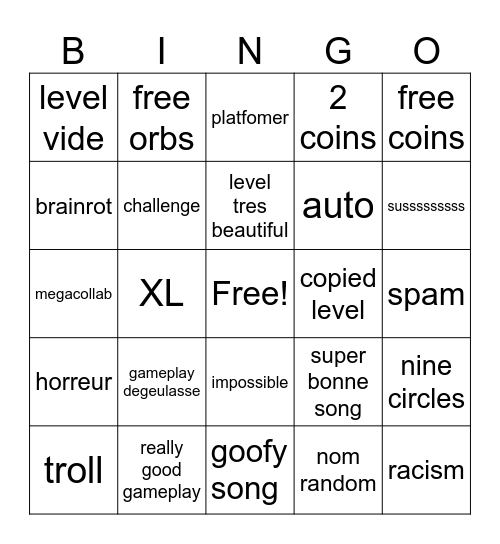 Recent tab bingo Card