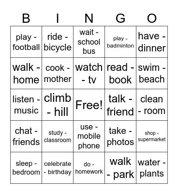 PAST CONTINUOUS AND PAST SIMPLE Bingo Card