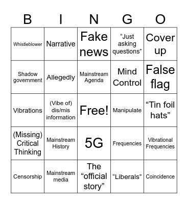Conspiracy Theory Bingo Card