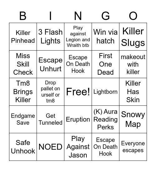 DBD BINGO Card