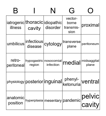 Chapter 2 Part 2 Bingo Card