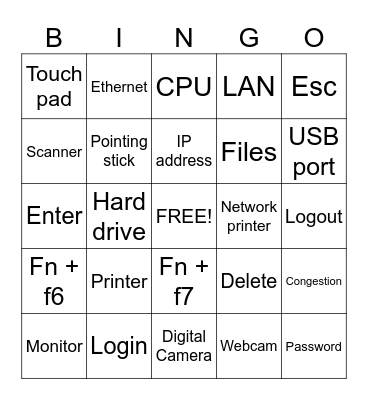 Computer Basics Bingo Card