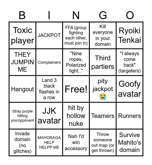 JJS Bingo Card