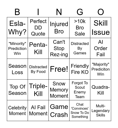 Eslabong Bingo Card