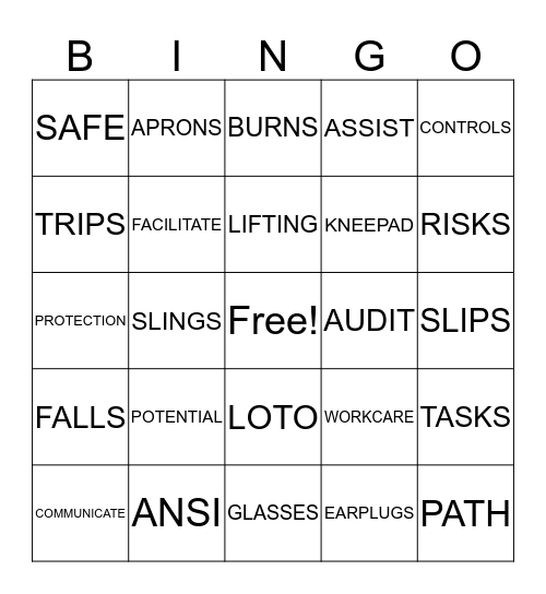 SAFETY APPRECIATION BINGO Card